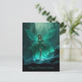 Enchanted Green Fairy Winter Forest Kerstmis Feestdagenkaart (Staand voorkant)