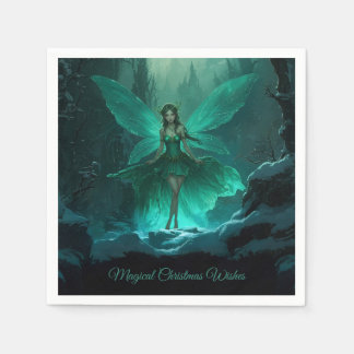 Enchanted Green Fairy Winter Forest Kerstmis Servet