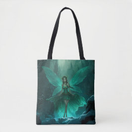 Enchanted Green Fairy Winter Forest Kerstmis Tote Bag