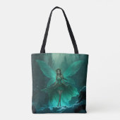 Enchanted Green Fairy Winter Forest Kerstmis Tote Bag (Achterkant)
