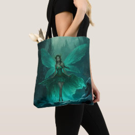 Enchanted Green Fairy Winter Forest Kerstmis Tote Bag