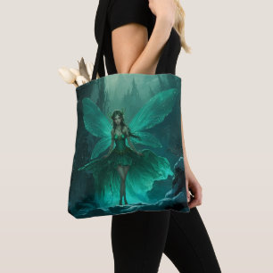 Enchanted Green Fairy Winter Forest Kerstmis Tote Bag