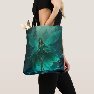 Enchanted Green Fairy Winter Forest Kerstmis Tote Bag