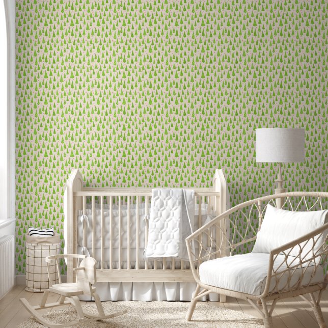 Enchanted Green Tree Boerderij Pattern Behang (Kinderen)