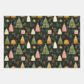 Enchanted Green Woodland Christmas Tree Pattern Inpakpapier Vel (Voorkant)