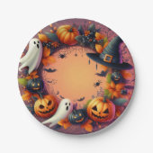 Enchanted Halloween Feest Krans Papieren Bordje (Voorkant)