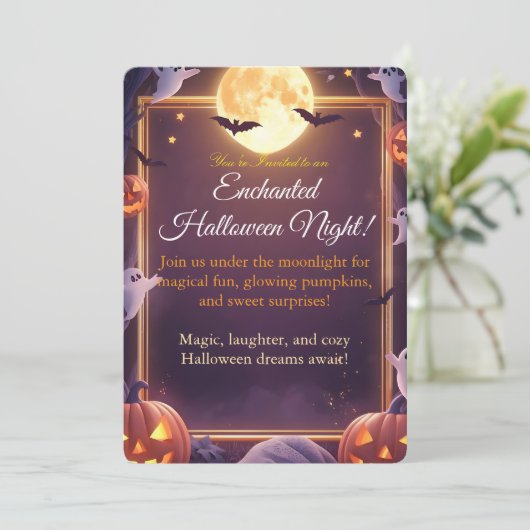 Enchanted Halloween Night Invitation Card Kaart (Staand voorkant)