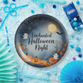 Enchanted Halloween Night Paper Plate – Cute Ghost Papieren Bordje (Feest)