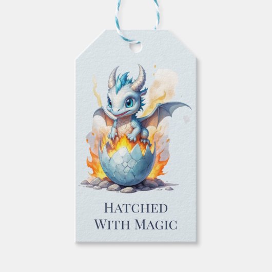 Enchanted Hatchling Blue Dragon Cadeaulabel (Voorkant)