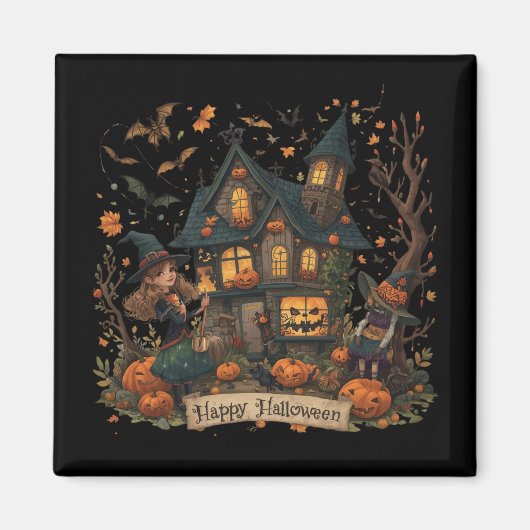Enchanted Haunted House Halloween Magneet (Voorkant)