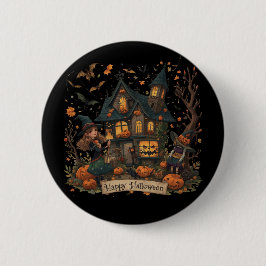 Enchanted Haunted House Halloween Ronde Button 5,7 Cm