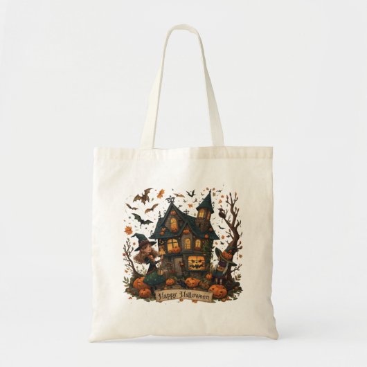 Enchanted Haunted House Halloween Tote Bag (Voorkant)
