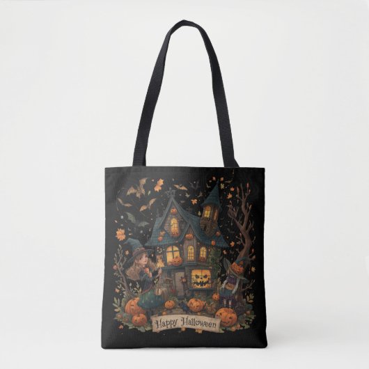 Enchanted Haunted House Halloween Tote Bag (Voorkant)