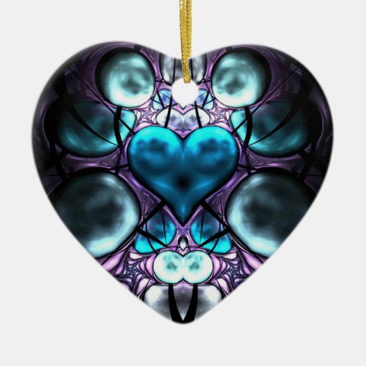 Enchanted Heart Fractal Tree Ornaments Keramisch Ornament (Voorkant)