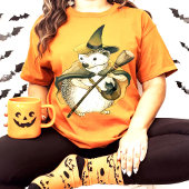 Enchanted Hedgehog Witch & Black Cat Art T-shirt