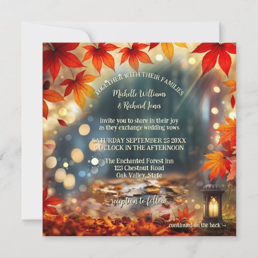 Enchanted Herfst Forest All-in-One Wedding Kaart (Voorkant)