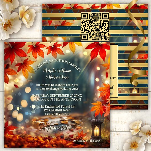 Enchanted Herfst Forest All-in-One Wedding Kaart