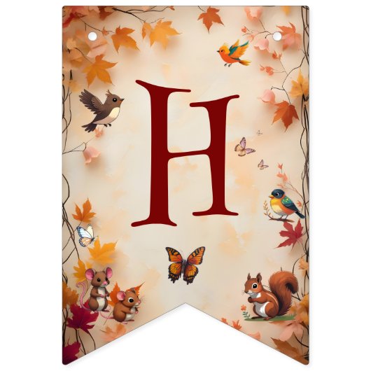 Enchanted Herfst Woodland Animals Bunting Banner (Tweede vlag)