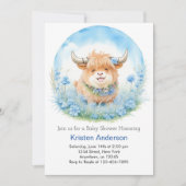 Enchanted Highland Koe Blissful Boy Baby shower Kaart (Voorkant)