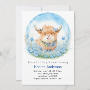 Enchanted Highland Koe Blissful Boy Baby shower Kaart