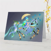 Enchanted Horse Ride wenskaart Kaart (Gele Bloem)