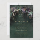 Enchanted Hunter Green Photo Wedding Opslaan Datum Kaart (Voorkant)