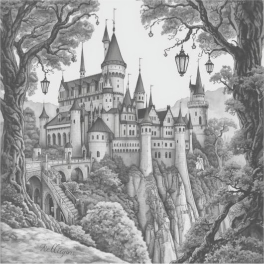 Enchanted Ink Dreams: Black & White Fairy Tale  Sticker (Voorkant)