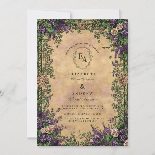 Enchanted Ivy Garden Wedding Kaart (Voorkant)