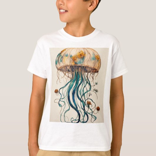 Enchanted Jellyfish: Mystieke onderwater elegantie T-shirt (Voorkant)
