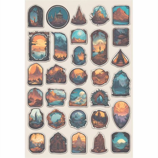 Enchanted Kingdoms Sticker Pack: Fantasy Landscape (Voorkant)