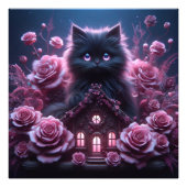 Enchanted Kitten Haven: 3D Dark Fantasy Kunstdruk Foto Afdruk (Voorkant)
