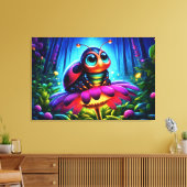 Enchanted Ladybug zachte gloeiende fantasie bloem Canvas Afdruk (Insitu (Woonkamer))