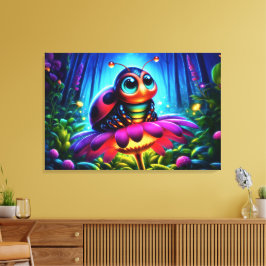 Enchanted Ladybug zachte gloeiende fantasie bloem Canvas Afdruk