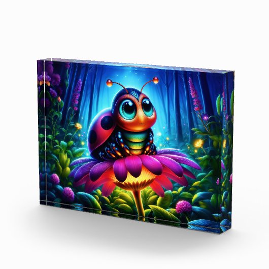 Enchanted Ladybug zachte gloeiende fantasie bloem Fotoblokken (Rechts)