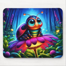 Enchanted Ladybug zachte gloeiende fantasie bloem Muismat