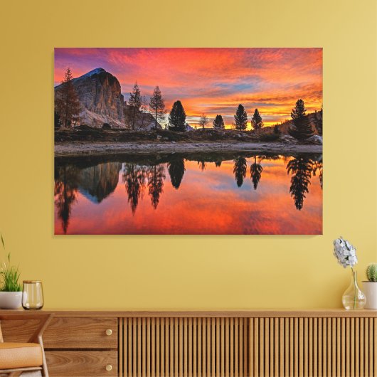 Enchanted Lake Sunset Canvas Afdruk (Insitu (Woonkamer))