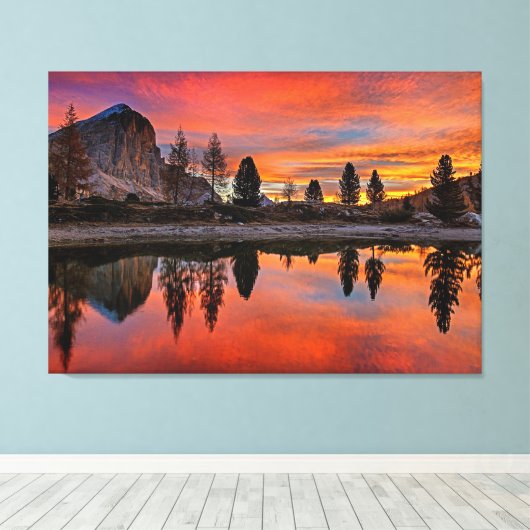 Enchanted Lake Sunset Canvas Afdruk (Insitu (Houten vloer))