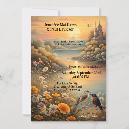 Enchanted Lake Tortelduifjes huwelijksreceptie Kaart (Voorkant)
