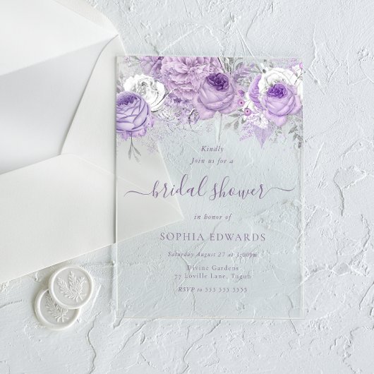 Enchanted Lavender Bridal Shower Acryl Uitnodigingen