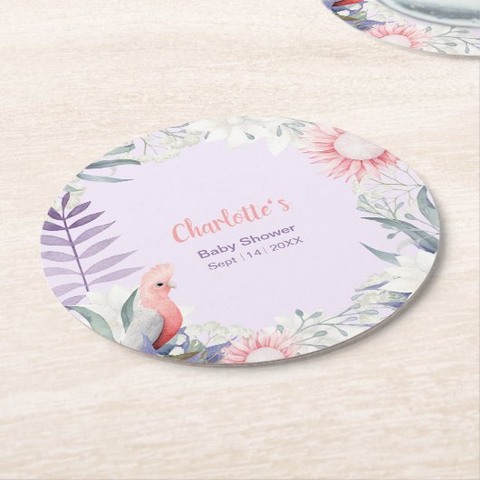 Enchanted Lavender Party voor Baby shower Ronde Kartonnen Onderzetter (Gebogen)