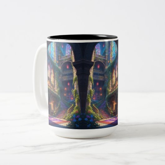 Enchanted Library Mug Tweekleurige Koffiemok (Voorkant links)