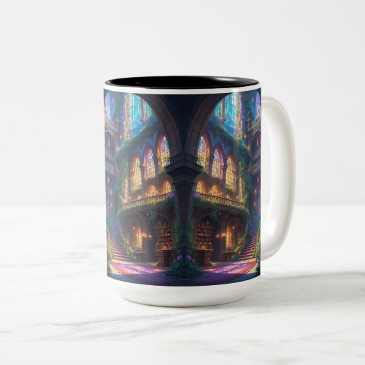 Enchanted Library Mug Tweekleurige Koffiemok (Voorkant rechts)