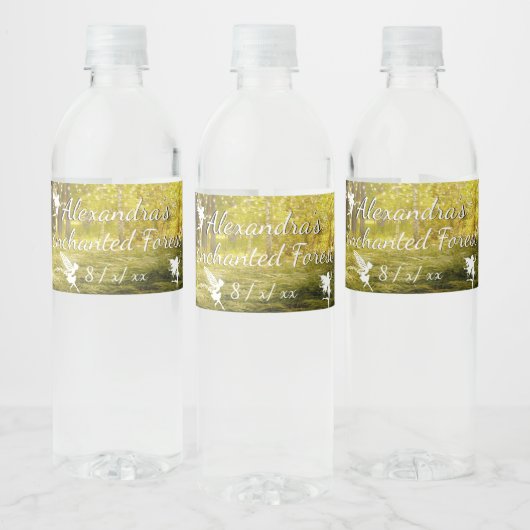 Enchanted Magical Forest Fairies String Lights Waterfles Etiket (Flessen)