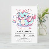 Enchanted Majestic Dragon 1e verjaardag Kaart (Staand voorkant)