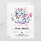 Enchanted Majestic Dragon 1e verjaardag Kaart (Voorkant / Achterkant)