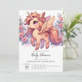 Enchanted Majestic Unicorn Baby shower Kaart (Staand voorkant)