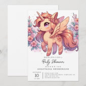 Enchanted Majestic Unicorn Baby shower Kaart (Voorkant / Achterkant)