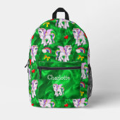 Enchanted Meadows: eenhoorn dromen groen Bedrukte Rugzak (Voorkant)