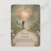 Enchanted Medieval Heart Forest Romantic Wedding Informatiekaartje (Voorkant)