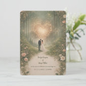 Enchanted Medieval Heart Forest Romantic Wedding Kaart (Staand voorkant)